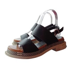Robert Clergerie Black Leather Platform Sandals - 37 (6.5 US)